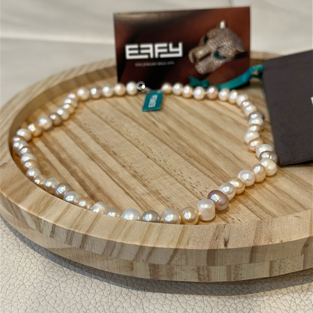 NWT EFFY Sterling Silver 7mm Freshwater Pearl Necklace 18" length